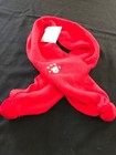 Italian Nwt 100  Wool Red Bear Pompom Scarf 5 1 2   x32   