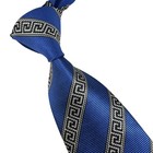 New Classic Striped Blue Black White Jacquard Woven 100  Silk Men s Tie Necktie