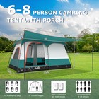 8-person Camping Tent W  Porch Large Family Cabin Tent W  2 Rooms 2 Doors