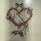 Vintage Cottagecore Goose Heart Needlepoint Framed Romantic Floral Wall Art
