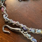Vintage Silver Tone Chain Belt With Treaded Rainbow Leather 