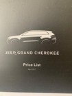 Jeep Grand Cherokee 2017  Sales Car Brochure And Price List 2017 In Folder Rare