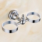 Polished Chrome Bathroom Wall Mounted Toothbrush Holder Two Ceramic Cups Fba908