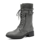 Womens Mid Calf Combat Riding Boots Winter Warm Fur Lace Up Boots Shoes Size Us
