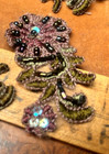 Applique Flower Embroidered Hand Sewn Beads 1 5x2 3 4  Sequins 1pc