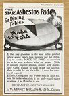 The Star Asbestos Dining Table Pad Folding Cover L w  Kerney co  Antique 1906 Ad