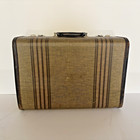 Vintage 30s 40s Striped Tweed Suitcase Luggage