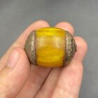 Very Unique Lovely Ancient Roman Baltic Old Amber Silver Bead