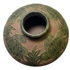 Nicaraguan Folk Art Pottery Vase Hand Carved Etched Sea Turtles Vintage