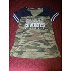 Women s Dallas Cowboys Football T-shirt Navy Blue And Camo Size Large Bling 