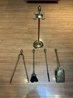 Vintage English Brass Victorian Fireplace Tool Set Made In England