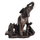 Vintage Charging Mother Elephant   Calf Ironwood Sculpture Figure Zimbabwe 5 75 