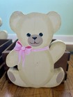 Vintage Cottage Core Teddy Bear Crate Pink Blue Nursery Baby Gift Boy Girl Twins