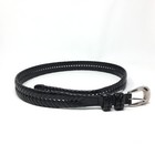 Cale Belt Mens Size 36 Black Braided Woven Leather Silver Tone Buckle Made Spain