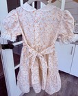  vintage  Polly Flinders Pink White  Smocked Embroidered Dress Size-5