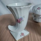 Vintage Limoges France   Heritage House Cornucopia Vase   Music Box Pink Rose