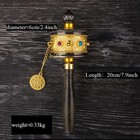 Tibetan Hand Cranked Prayer Wheel Wooden Six-character Mantra Scripture Drum
