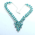 925 Sterling Silver Turquoise Gemstone Handmade Jewelry Necklace Size-18 