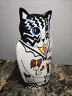 Cats By Nina Lyman 2001 Dr  Cat Holding Dog Ceramic Vase 