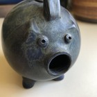 Nancy Patterson Tai-tau Stoneware Blue Green Dip Glaze Pig Coin Bank Taiwan