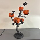 Dept 56 Halloween Glitterville Votive Candle Holder Tree 18  Jack-o-lantern Bats