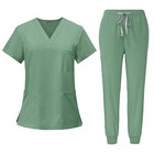 Medical Nursing Scrub Set Natural Uniforms Men Women Unisex Top Pants Hospital