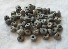 60 Vintage Hand Made Gray Granite African Trade Beads  Ghana  1900s