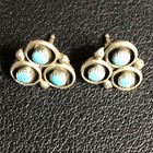 B1970 Vintage Southwestern  Turquoise Sterling Silver 925 Cluster Earrings