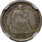 1867-s Seated Liberty Half Dime   Ngc Au-50