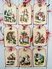 9 Alice In Wonderland handmade gift Tags scrapbooks junk Journals parties crafts