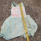 Vtg Mayfair Baby Girls Blue Bubble Romper Newborn Rattle Duck Heart Cross Back