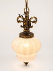 Vintage Hanging Swag Lamp Hollywood Regency Iridescent Glass Pendant Lamp