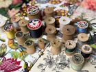 Lot Of 20 Vintage Wood Sewing Thread Spools Assorted Sizes