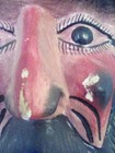 Vintage Wooden Carved Hand Painted Folk Mask 14  X 8 