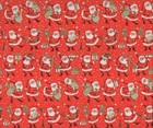 Vtg 50s 60s Christmas Gift Wrap Wrapping Paper Mcm Rows Of Santa Claus Nos