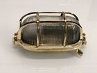 Nautical Brass Oval Outdoor Wall Sconce Industrial Bulkhead Cage Light Fixture