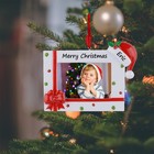 Personalized Christmas Tree Ornament - Photo Frame With Santa Hat - Custom Gi   