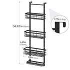 Black Rustproof 4 Tier Hanging Shower Organizer Over The Door Caddy With Hooks