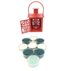Hmk Lantern Candle Tea Light Holder Red Metal Floral Door Opens Handle Free Gift