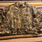 Vintage Silk Jacket 90s 80s Leopard Animal Print Track Mob Wife Evr Size Xl