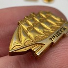 Vintage 7th Essential Galleon Tall Ship Sailing Gold Tone Lapel Pin 1 10 10k Gf