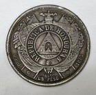 1887 Honduras Standing Liberty Un Peso Triangle Silver Coin - Rare 