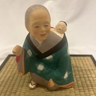 Hakata Urasaki Doll Japan Woman With Baby On Back With Platform