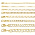 10k Yellow Gold 2mm-7 5mm Diamond Cut Pave Cuban Chain Necklace Bracelet 7 -30 