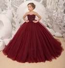 Tulle Flower Girl Dress For Wedding Beaded Sleeveless Applique Pageant Ball Gown