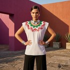 Traditional Mexican Huipil Blouse     Handmade Embroidered Manta Top White