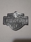 Embroidered Harley-davidson Shield Iron On Patch Silver And White