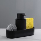 Kitchen Sink Soap Dispenser 280ml With Sponge Holder And Scrubber Set Black