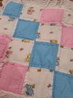 Vintage Baby Pillow Sham White W blue Pink Rabbit Ruffle Lace 18x13 