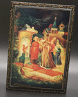      Russian Lacquer Box Fairy Tale Scene Fedoskino Signed Hand Painted Ussr